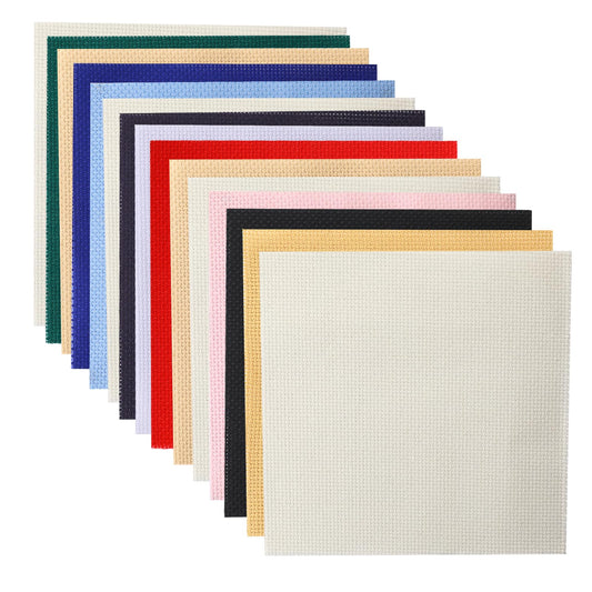 15 Pcs Cross Stitch Fabric Assorted Color Cross Stitch Sheets White Embroidery Fabric 15x15 cm Cross Stitch Square Cloth DIY Cross Stitch Cloth for Embroidery