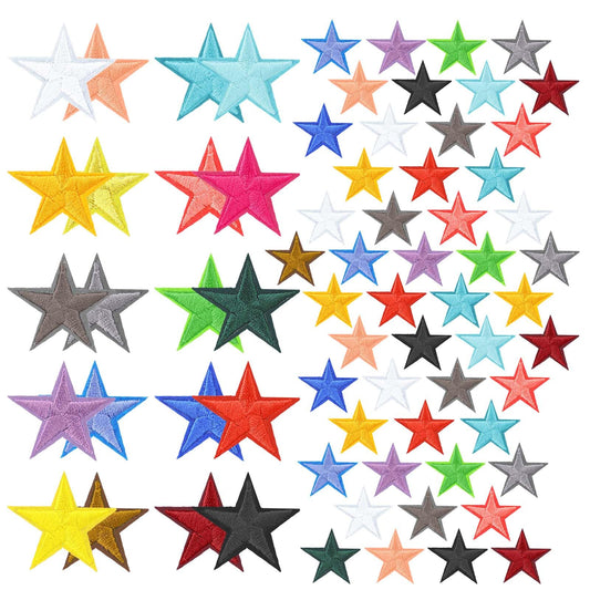 80 Pcs Star Iron On Patches Sew on Patches 5 Star Iron on Patches Sew Embroidered Patches Appliques Embellishments Small Patches Iron On for Crafts Backpack Bags Clothing(Multicolore)