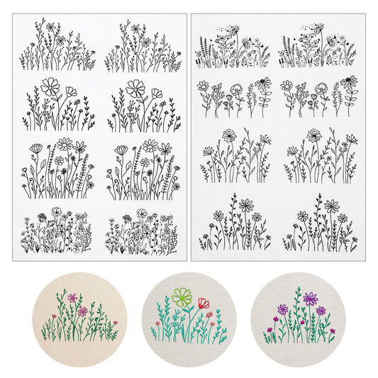 16 Piece Water Soluble Embroidery Patterns Sewing Stabilizers Tear Away Stick and Stitch Embroidery Paper Adhesive Embroidery Transfer Paper for Embroidery Hand Sewing Lover Beginners
