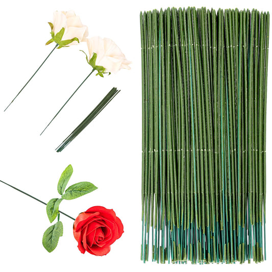 100Pcs Plastic Floral Stem,Plant Stub Wire Green Florist Wires Plastic Flower Green Stem Wire 6.69 inch/17cm DIY Craft Bouquet Making Floral Stems