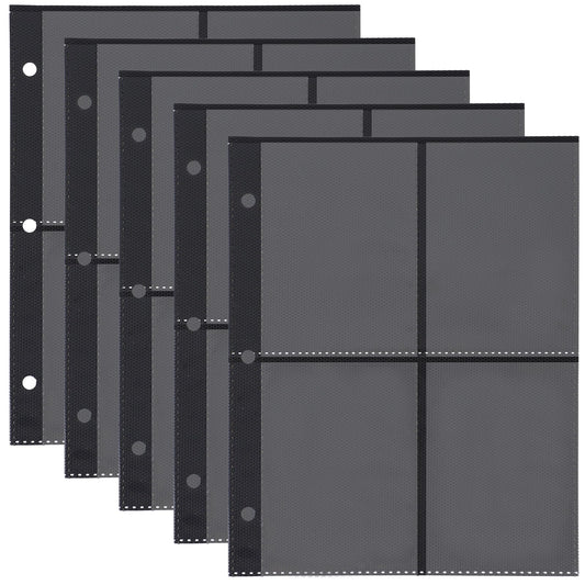 25 Pack 4 Pocket Top Loader Binder, PVC Trading Card Sleeve Sheets 4 Pocket Card Sleeves Black Background Baseball Card Protectors for Game Cards Photocard