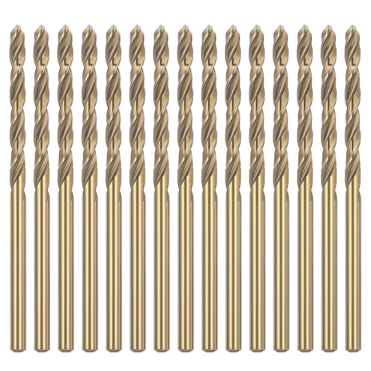 15 Pcs 1/8" Cobalt Drill Bit M35 High-Speed Steel Twist Drill Bit for Stainless Steel Hard Metal Cast Iron Plastic Wood