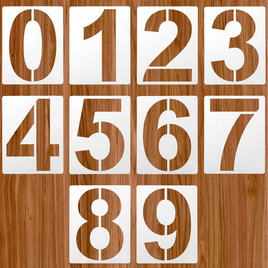 5 Inch Number Stencils Reusable Number Stencils Set 0-9 Plastic Number Stencils Template Digital Stencils Templates for Cake Stencil Address Number Painting Stencils Templates