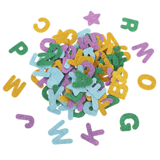 Glitter Letters Stickers, 156Pcs 1.75" Foam Alphabet Stickers Foam Alphabet Stickers Colorful Self-Adhesive A-Z Alphabet Letters Foam Stickers for Kids DIY Classroom Craft Birthday Party Decorations