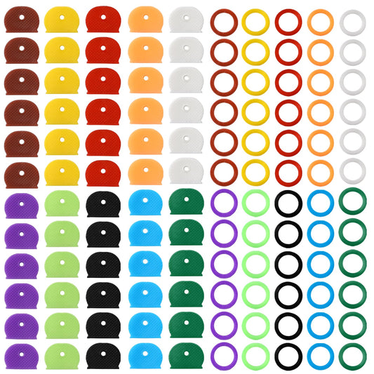 Key Cap Tags, 120PCS Key Covers Caps Assorted Color Key Cap Label Key Identifier Tag Covers Set Flexible Key Identifiers Colour Caps for Easy Identifying Standard Flat House Door Keys