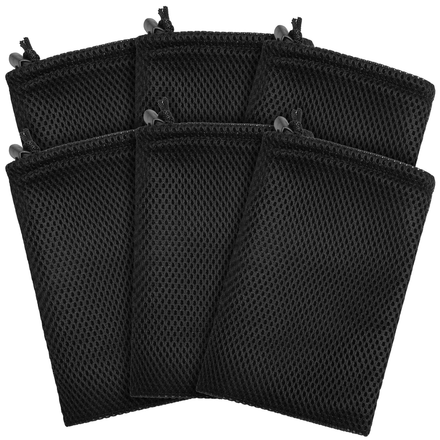 6 PCS Nylon Mesh Drawstring Bags, 4.72" X 7.08" Small Drawstring Pouch Small Mesh Storage Pouch with Drawstrings for Storaging Lipstick Cosmetic Jewelry Key Earphone Supplies, Black