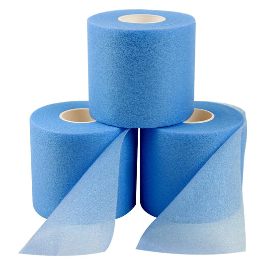 3 Rolls Foam Sports Tape, Baseball Wrist Band, Athletic Ankle Band, Pre Wrap Headbands, Breathable Sports Pre Wrap Tape, Elastic Band Roll for Wrist Ankle Knee Leg (Blue)