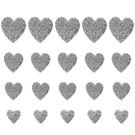 20 Pieces Crystal Stick on Gems Rhinestone Heart Appliques Patches Card Making Embellishments Heart Embellishments for Crafting Flat Back Resin Rhinestones for Craft for Clothes DIY Craft Decor