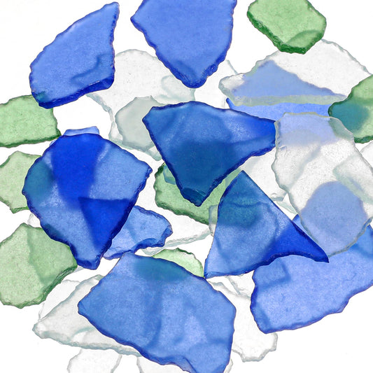 KALIONE 11 OZ Sea Glass Decor Sea Glass for Crafts Seaglass Pieces Decor Beach Glass Large Sea Glass Pieces Frosted Sea Glass for Beach Wedding Home Party Decor DIY Craft(Blue&Green&Clear)