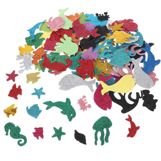 300 Pieces Glitter Sea Animal Foam Stickers Colorful Sea Fish Foam Stickers Ocean Theme Party Favors for Home Party Decoration Colorful Arts Crafts Supplies Greeting Cards DIY Scrapbooking Cards