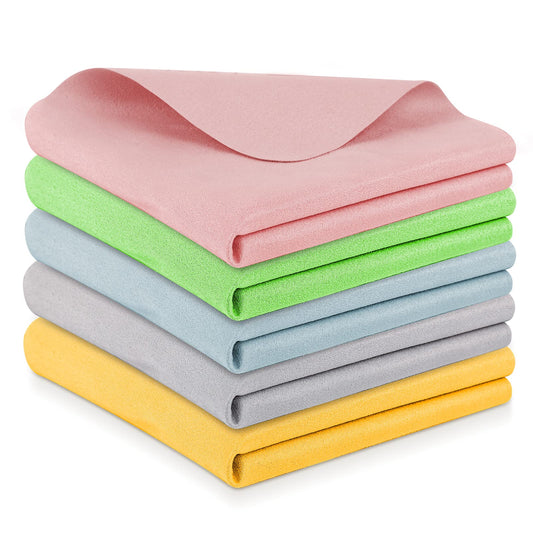 5 Pcs Guitar Cleaning Cloth, Universal Microfiber Polishing Cleaning Cloth, Instrument Guitar Cleaning Cloths Guitar Accessories, Plush Polishing Cloths for Instruments(Pink/Yellow/Blue/Green/Grey)