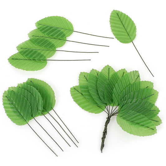 Hariendny 200 PCS Fake Green Leaves Artificial Crafts Leaves Bulk Fabric Floral Leaves Silk Greenery Faux Leaves Scrapbooking Decoration for Party Garlands Supplies Home Bouquet Garland Decoration