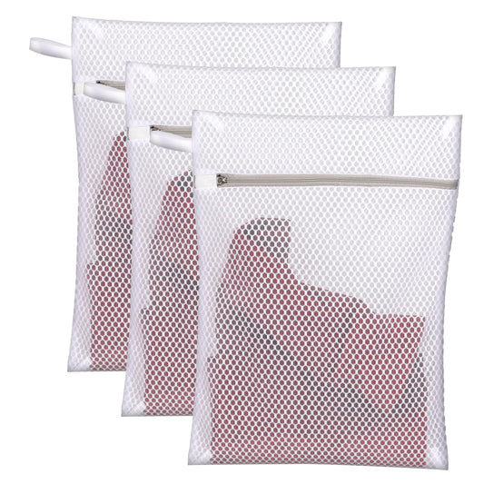 3 x Honeycomb Lingerie Bags with Hanging Loop,Mesh Laundry Wash Bags,Delicate Wash Bags,Fine Laundry Wash Bags for Underwear, Bras, Socks, Baby Clothes, Masks(30 x 40 x 0.1cm)