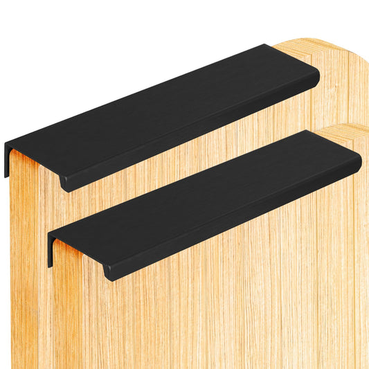 Black Cabinet Pulls, 4 Pcs Cabinet Door Handles, Drawer Handles with Fixing Screws, Aluminum Alloy Dresser Handles 150mm/5.9" Length Concealed Drawer Edge Pull for Home Kitchen Bedroom Furniture