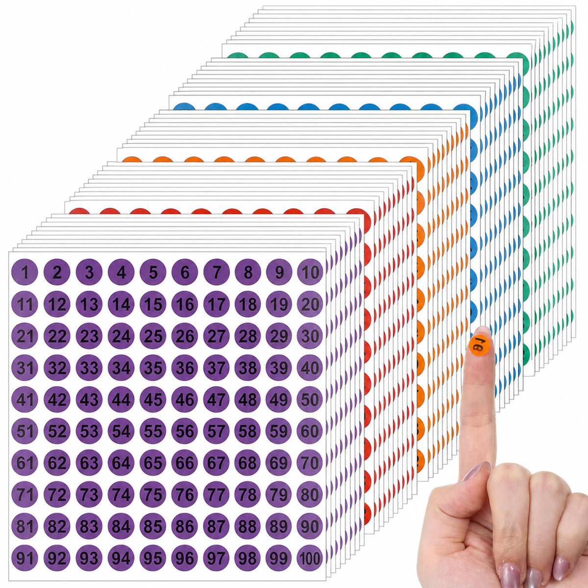 Numbered Stickers 1-100, Self Adhesive Small Number Stickers, 5000 Pcs
