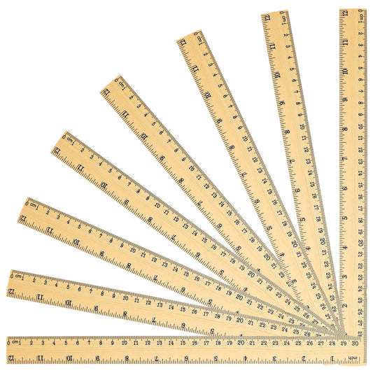 KALIONE Ruler 12 Inch Pack, 8 Pieces 12 Inch Ruler with Centimeters and Inches, Wood Measuring Ruler, Architectural Scale Ruler, Wooden Rulers Bulk for Classroom Office Supplies