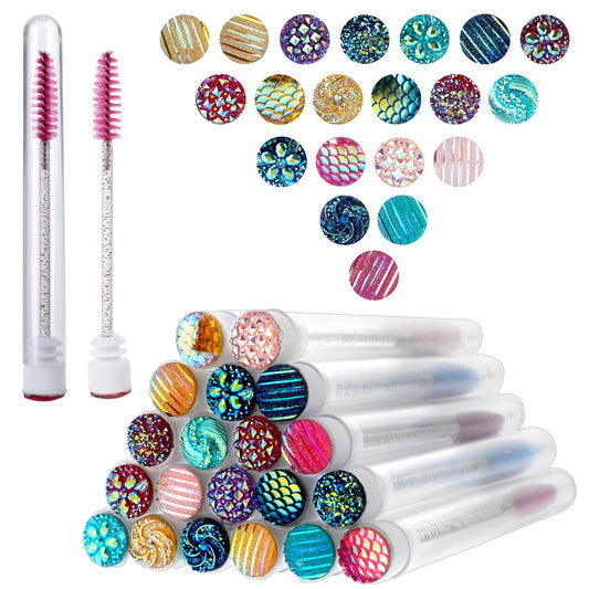 20 Pcs Disposable Mascara Wands Tubes Set Lash Spoolies for Eyelash Extensions Eyebrow Brush Eyelash Spoolies Diamond Eyelash Brush Spoolies with Empty Tube Makeup Tool (Mixed Colors)