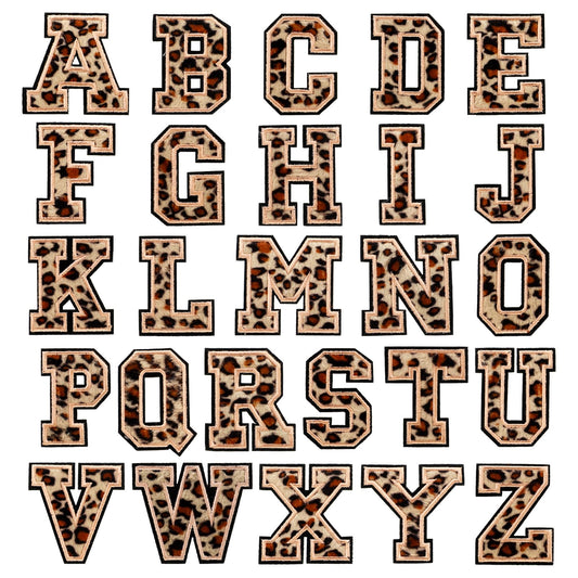 26Pcs Chenille Iron on Letter Patches A-Z Letters Patches Leopard Gold Letter Patch Embroidered Letters Patches Glitter Patches for Clothes Dress Hat Jeans Shoes Bags DIY Supplies, Leopard