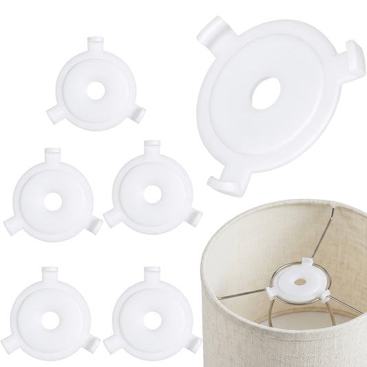 Jxiwfvl 6PCS Lamp Shade Adapter Ring, White Lamp Shade Holder Reducer Plastic Lampshade Rings Converter Replacement for Pendant Desk Light