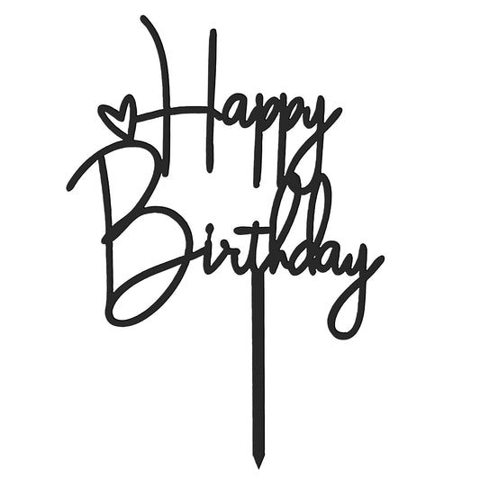 2pcs Happy Birthday Cake Toppers Acrylic Black Happy Birthday Cake Decorations Birthdays Decorations Birthdays Cakes Supplies for Celebrating Anniversary Party