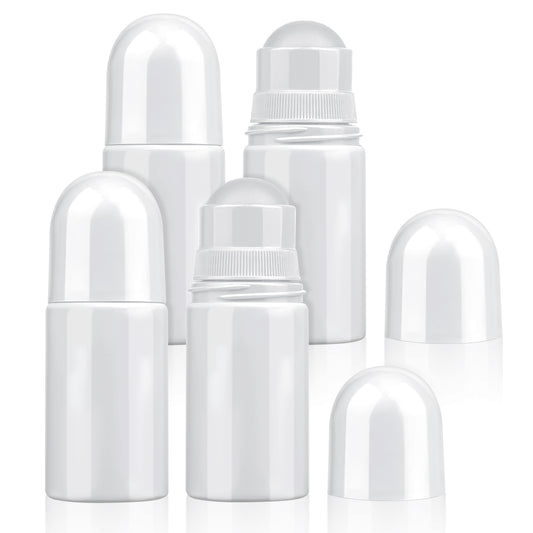Sliverdew 4Pcs 1.7oz /50ml Roll-on Bottles Empty Refillable Roller Bottle Reusable Leak-Proof DIY Deodorant Containers Plastic Roller Bottle for Essential Oil Perfumes Balms