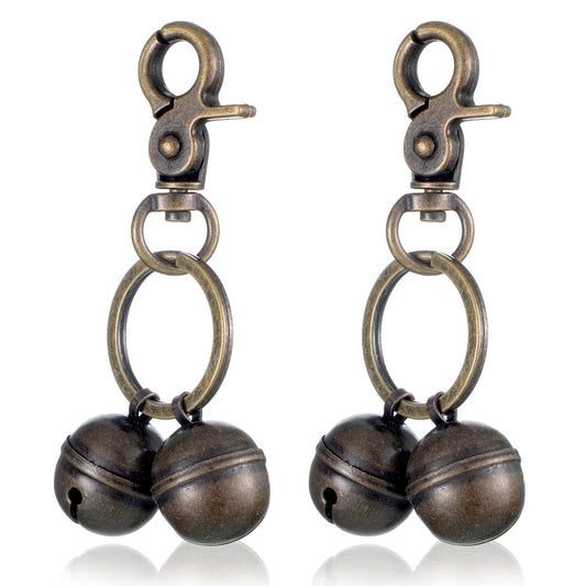 Xthrotsenk 2 Pcs Bell for Dog Collar Copper Bells With Heavy Duty Snap Clips Pet Gift Training Pet Collar Charms for Dog Training to Go Outside