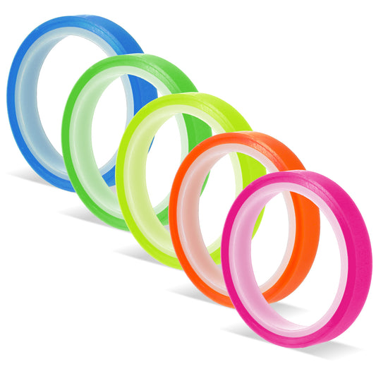 Psyqtsuary 5 Rolls Highlighter Tapes, 0.23inch X 16ft Colored Transparent Tape Removable Fluorescent Neon Tape Annotation Supplies for Students Teachers Reading Taking Notes at Class Home Office