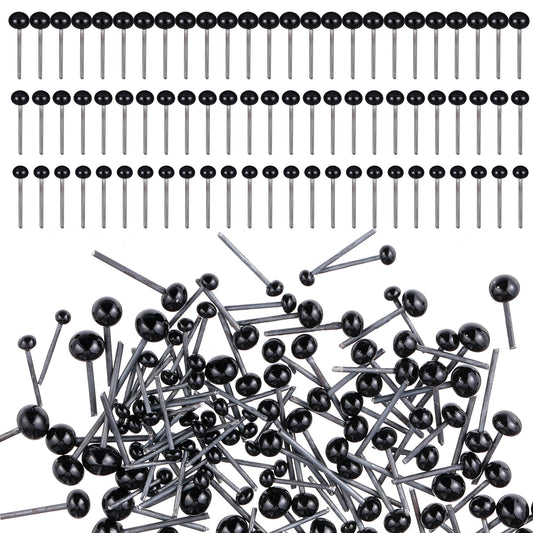 Glass Eyes for Crafts, 150PCS Safety Eyes 2/3/4mm Black Beans Needle Type Glass Eye Doll Eyeballs Small Ball Craft Eye for DIY Bear Plush Animal Puppet Needle Felting Dolls Sewing Crafts
