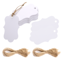 100 Pcs White Paper Gift Tags 1.81x1.14 inch Blank Price Tags with String Kraft Paper Cards Hanging Labels for Wedding Gift Wrapping Party Birthday DIY Crafts