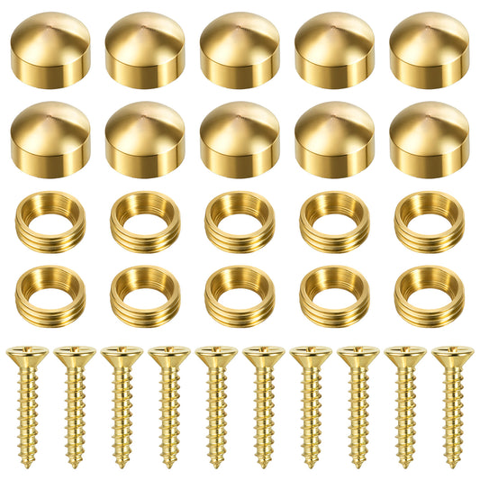 10PCS Brass Decorative Screws with Caps, Wall Tacks for Hanging Self Tapping Screws for Windows Cabinet Doors, Mirror Fixing Upholstery Cover Thumb Tacks (15mm)