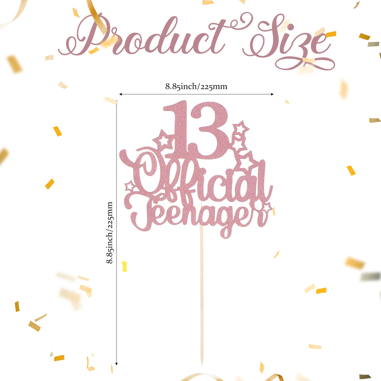 1 Pack 13 Official Teenager Cake Topper, Light Pink Glitter Cheers to 13th Cake Topper, Happy 13th Birthday Cake Pick Decorations for 13th Birthday Party Cake Supplies