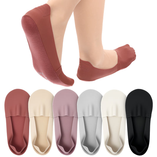 QfwdfcTrenz Women's No Show Socks, Non Slip Low Cut Invisible Liner Thin Ice Silk Cotton Nylon, 6 Pairs For Flats Loafers Sneakers, Size 5-12 Lightweight