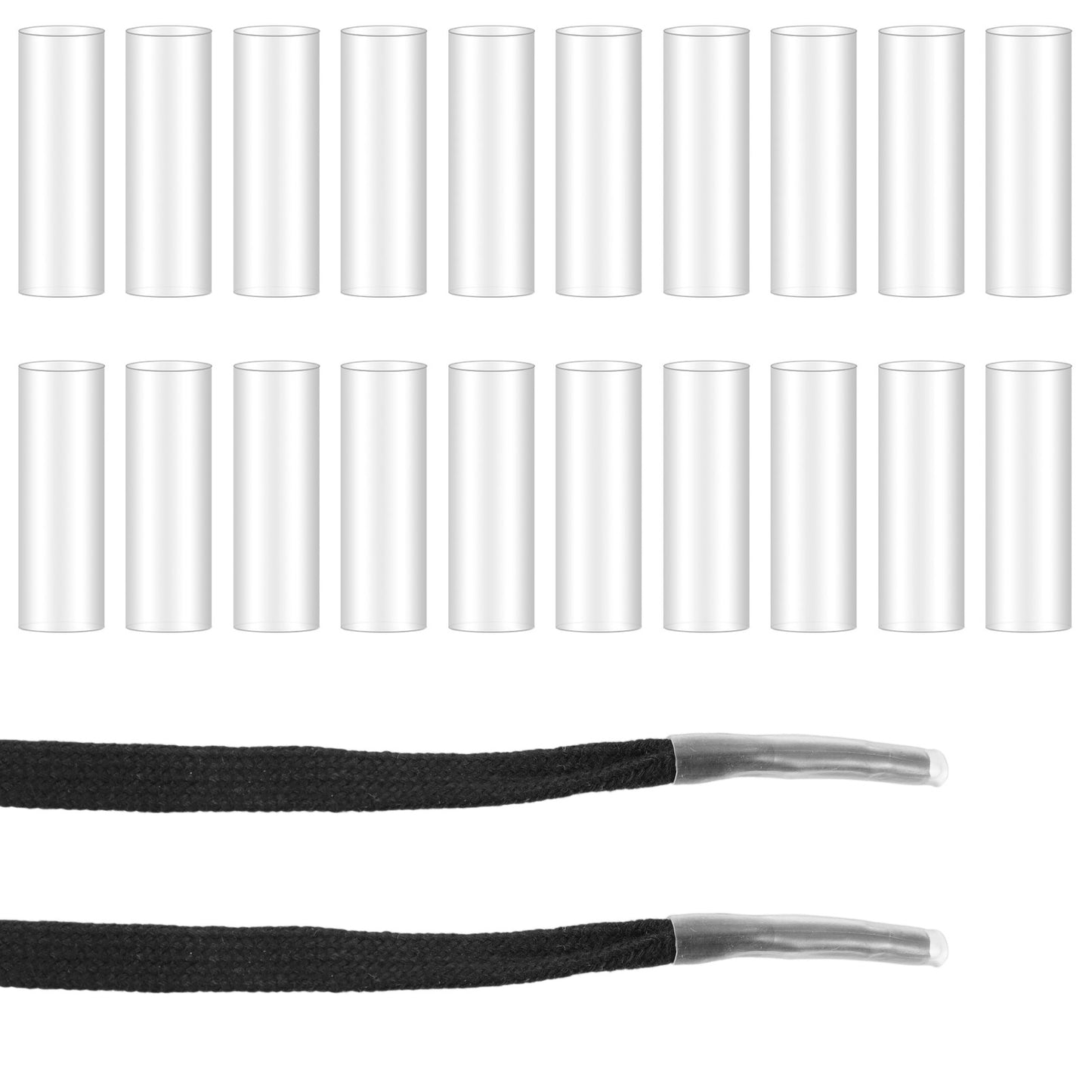Alrhso 20 Pcs Clear Heat Shrink Shoelace Ends 1" x 0.2"
