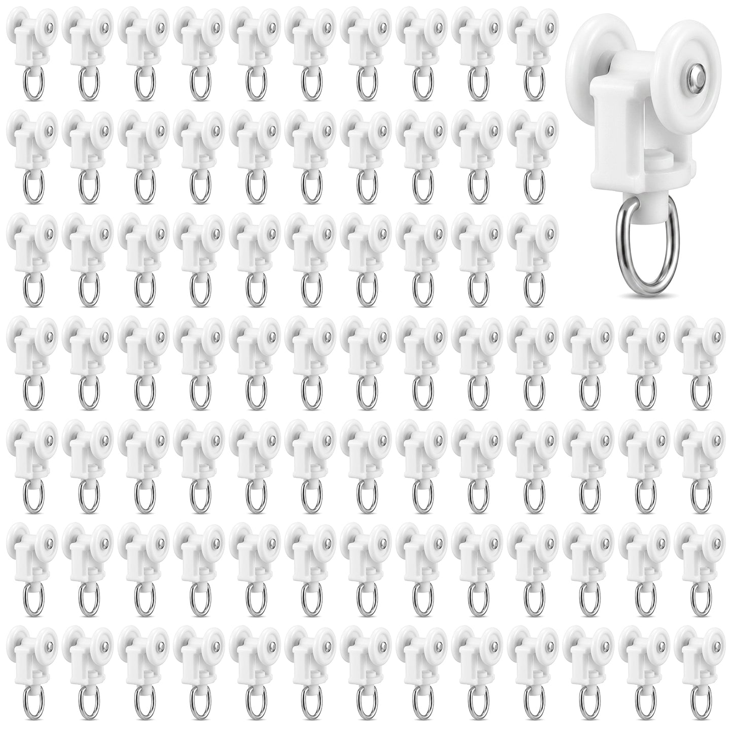 100 PCS Curtain Track Gliders, Plastic Mute Curtain Track Rollers