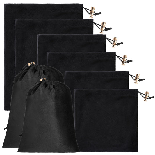 Soft Velvet Drawstring Pouch, 6Pcs Adjustable Jewellery Gift Bag Storage Soft Storage Bags Adult Toy-Storage Bags for Women Men Couples Toy Underwear Cosmetic Sunglasses Travel Camping, 3 Sizes, Black