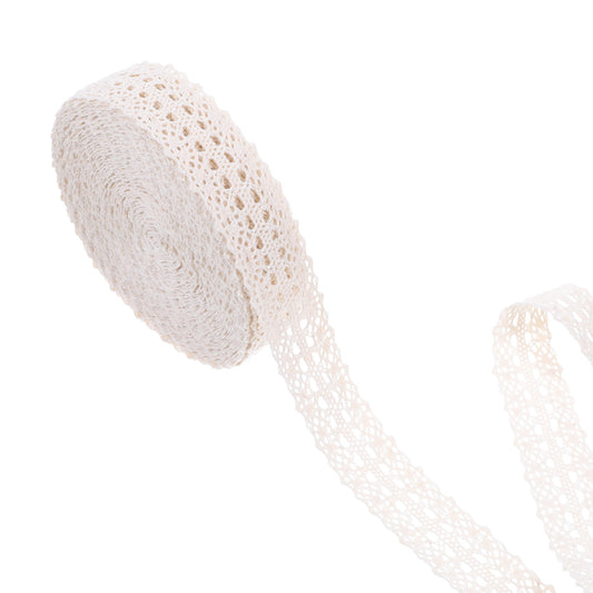 Lace Ribbon, 1 Inch Wide 10 Yards Beige Vintage Cotton Lace Trim for Sewing Decorative Crocheted Lac Fabric for DIY Crafts, Gift Wrapping, Scrapbooking, Wedding Home Decoration