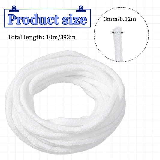 Cotton Natural Oil Lamp Wicks 10m/3.28ft 3mm/0.12in Round Cotton Wicks Alcohol lamp Wick Braided Round Wick Cotton Spool for DIY Candle Making Supplies