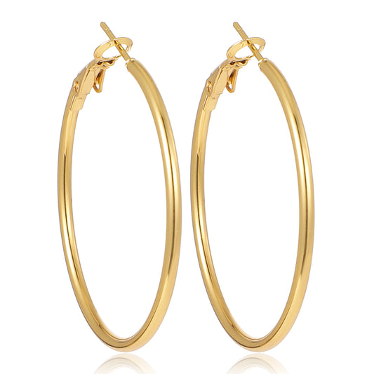 Gold Hoop Earrings for Women Big Thin Gold Hoops with Graduated Curvature Lightweight Dangle Earrings for Women Trendy