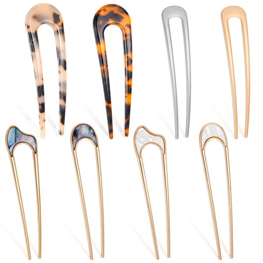 8 Pieces U Shaped Hair Pins Metal U Shaped Hair Pins French Hair Pins Vintage Forks Sticks Pin for Updo Buns Women Hairstyle Accessories