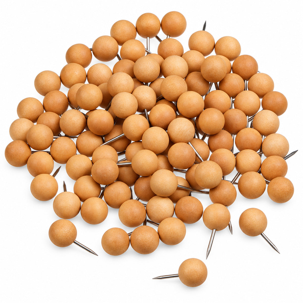 100 Pcs Wooden Push Pins, Decorative Natural Round Head Thumb Tacks