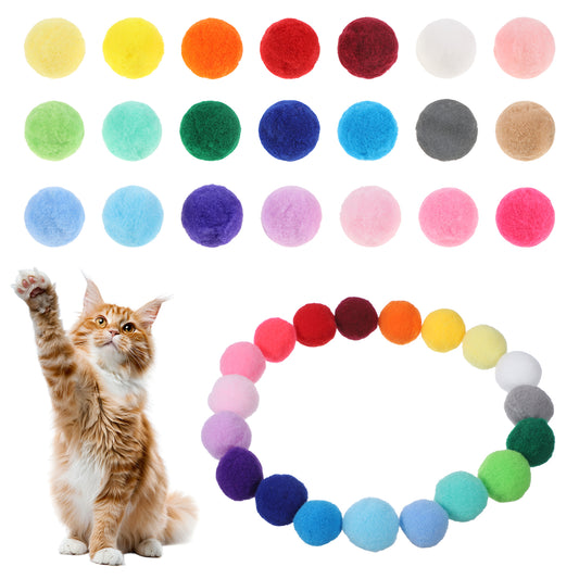 Zyghjort 80 PCS Cat Pom Pom Balls, Cat Ball Toy Multicolor Cats Toys for Indoor Interactive Plush Pet Kitty Ball Vibrant Kitten Chasing Toys Cats Kitty Yarn Puffs Small Plush Soft Balls