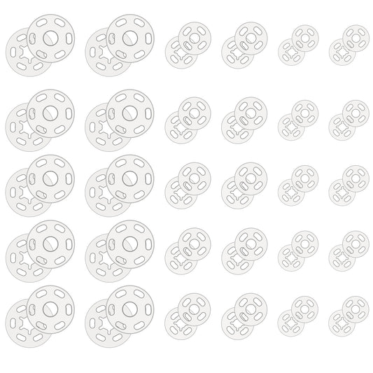 150 Sets Clear Snaps for Sewing, Plastic Clear Sew on Snaps Buttons Invisible Sewing on Snap Buttons Round Clear Press Button Fasteners Buttons for Shirts Sewing Clothing DIY Craft, 7.5mm 10mm 15mm