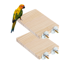 salbsever 2 PCS Bird Platform, Wood Perch Platform Stand, Parrot Stand Accessories, Flat Bird Perch with Shelf for Parrot Conure Budgie, Small Animals Rat Hamster Gerbil Chinchilla Exercise Toy