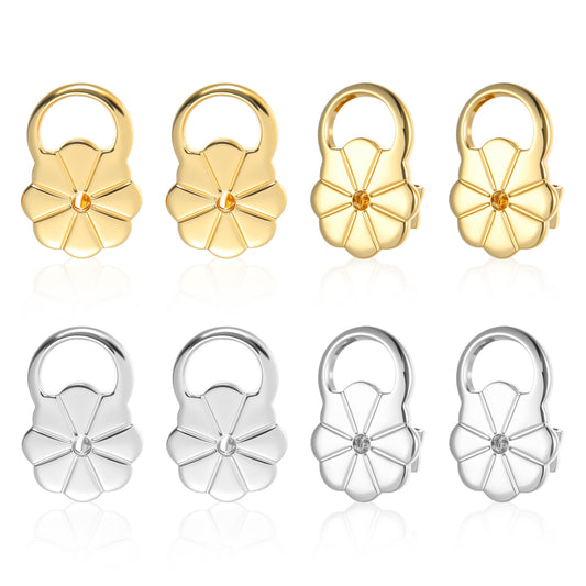 8pcs Earring Lifters for Droopy Ears, Earring Support Backs for Heavy Earringes, Large Earrings Backs Repacements for Studs Secure, Flat Earrings Support Backers for Earlobe（Gold and Silver）