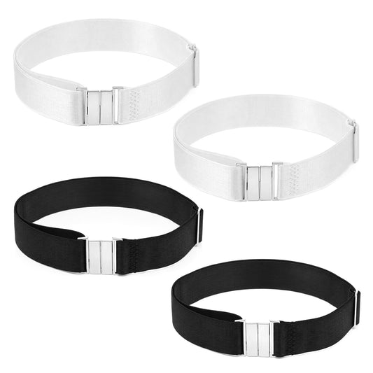 InnoHHustle 2 Pair Leg Garters for Thigh, Adjustable O-Ring Leg Garter with Metal Buckle High Elastic Stockings Punk Gothic Thigh Garters Belt for Women Parties Prom Party Birthday (Black & White)