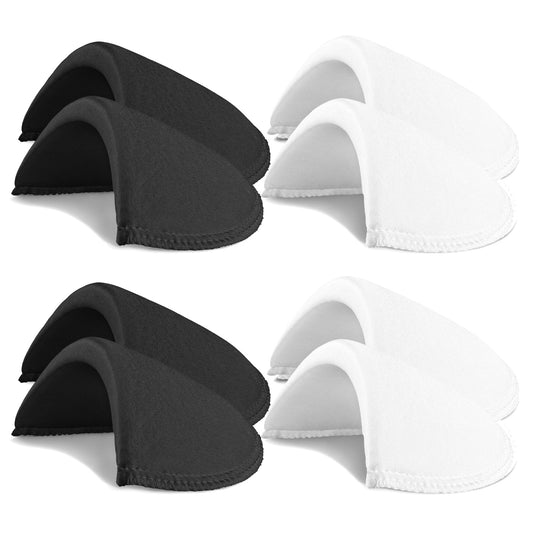 4 Pairs Set-in Shoulder Pads, Sewing Foam Pads Shoulder Pad Enhancer for Women Men Blazer Suit Coat Jacket T-Shirt Clothes Suit Accessories (White, Black)