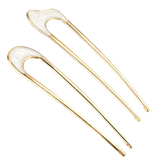 2PCS U Shaped Headdress Vintage Metal Hair Sticks Elegant Hair Pins for Buns, Long and Hairs Elegant Hairstyles