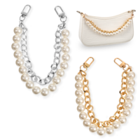 2 Pcs Imitation Pearl Chain Short Handle Replacement Chain Accessories Purse Straps Shoulder Pearl Metal Chain Pearl Handbag Chain Accessories for Women Girl Purse Bag DIY