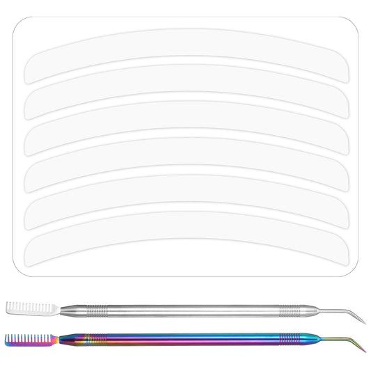 2PCS 2 in 1 Eye Lash Lift Tool, Stainless Eyelash Separator Tools with Separation Comb, Metal Lash Lift Rods Tools with Eyelash Pad for Eyebrow Perming Tinting Curling Lashes Extension Supplies
