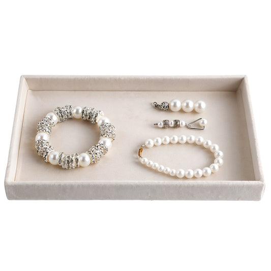 Drawer Jewelry Organizers and Storage, Jewelry Organizer Drawer Insert, Jewelry Display Tray for Necklace, Jewelry Tray Flat Accessory Showcase for Beads Bracelets Earrings (Beige Blank Trays)